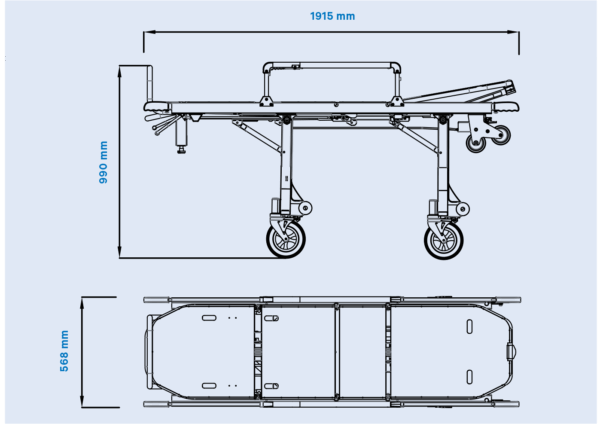 Brancard pliable avec roues pour ambulance – Image 3