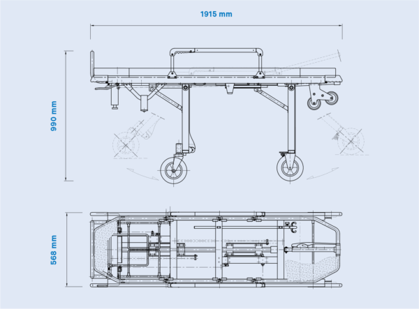 Brancard pliable avec poignées télescopiques – Modèle M760 Euromast – Image 4